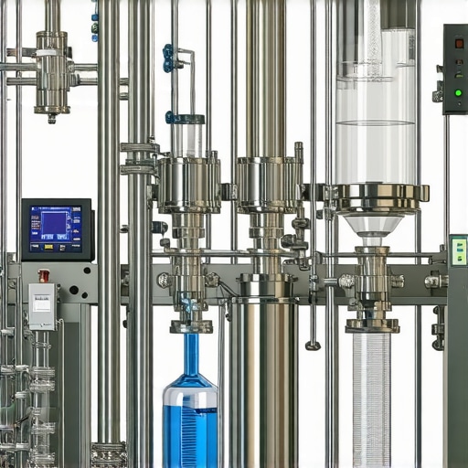 High-tech distillation laboratory with sensors and automated controls