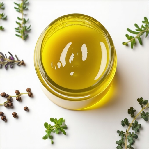 Natural herbal skin balm for home use Herbal balm jar with herbs and oils for skin treatment