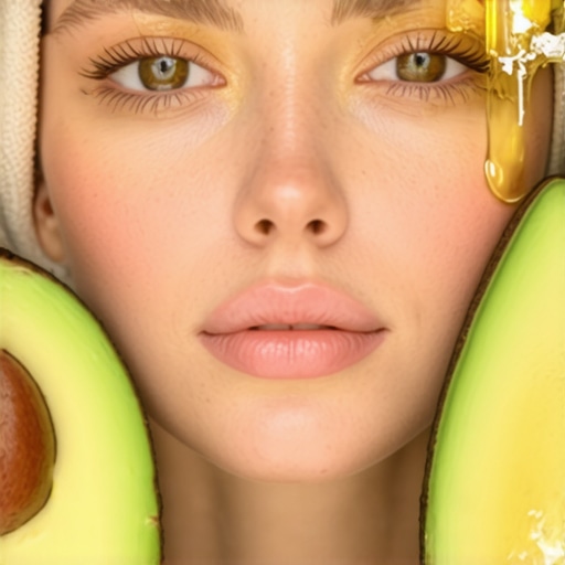 Natural ingredients for anti-aging skincare Natural ingredients such as avocado, honey, herbal extracts, hyaluronic acid, and vitamin E displayed for skincare