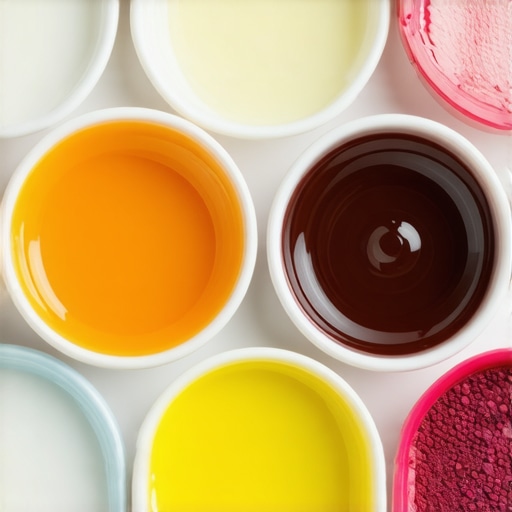 Close-up of beeswax, coconut oil, and essential oils in bowls for homemade lip balm