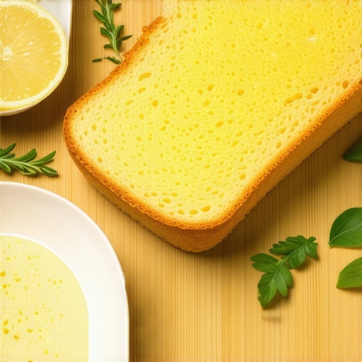 Kolač od kukuruznog brašna ukrašen svežim začinskim biljem i limunom