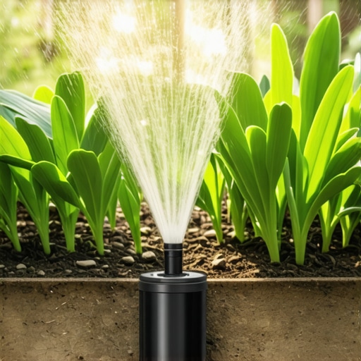 Smart irrigation system with sensors and app Modern garden irrigation system with sensors and mobile control