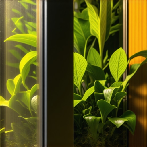 Futuristic mini greenhouse equipped with sensors and automation in a green garden