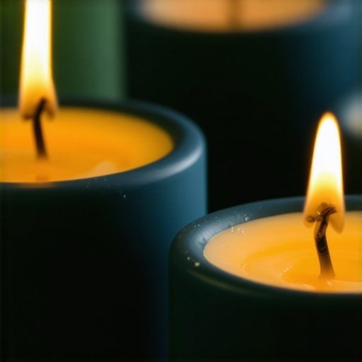 Unikatne personalizovane sveće sa simboličkim bojama i mirisima Detalj ručno pravljenih sveća sa unikatnim bojama i mirisima, idealno za meditaciju i relaksaciju