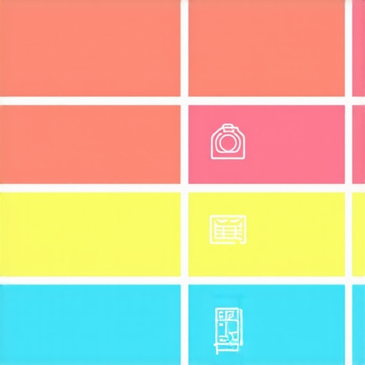 Vizuelna organizacija popisa za kupovinu Shopping list with colorful icons and images for categories