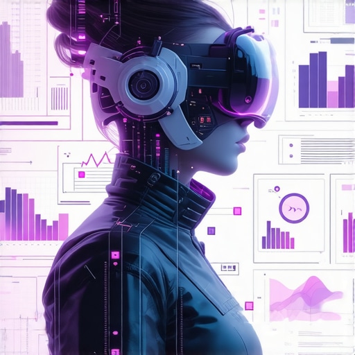 Budućnost digitalnog marketinga sa AI i tehnologijama budućnosti Ilustracija futurističkog digitalnog marketinga sa AI, AR i VR tehnologijama