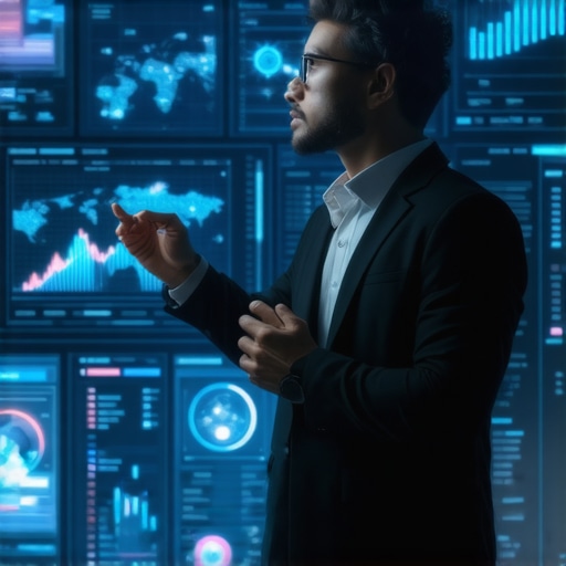 Future of Business Proposals Futuristic digital business presentation with AI and data visualization