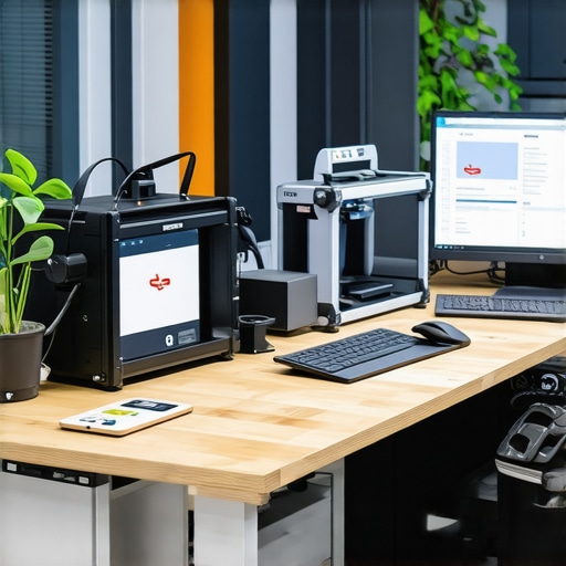 Future of DIY Projects and Innovation Futuristic workshop with new technology and creative entrepreneurs.