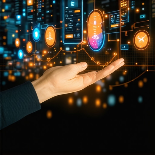 Illustration of AI, blockchain, and mobile apps shaping future finance