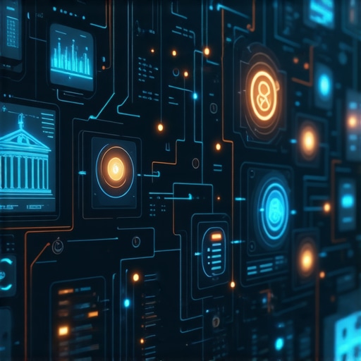 Future of Digital Presentations Futuristic digital tools for presentations with AI and legislation symbols