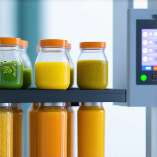 Futuristic kitchen with digital controls and traditional jam jars
