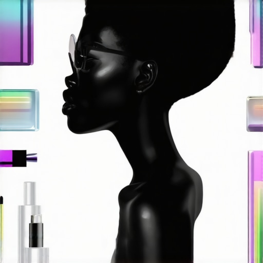 Future of Natural Hair Care in 2025 Concept art showing advanced natural hair care products and technological innovations for 2025