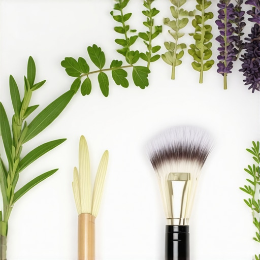 Futuristic lab with herbal ingredients and technological devices for skincare