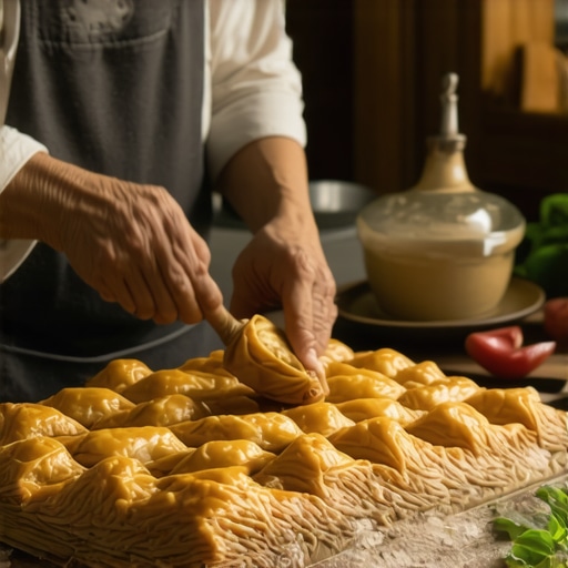 Historical Baklava Tradition Old Balkan kitchen with baklava being prepared