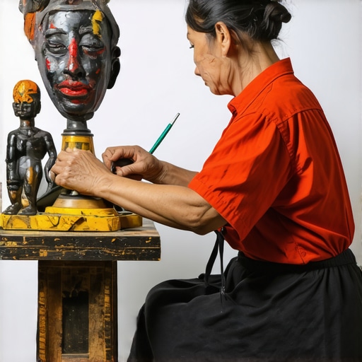 Home DIY Sculpture Creation Person making a sculpture from recycled materials at home