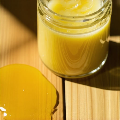 Jar of homemade aloe vera and honey balm with natural ingredients