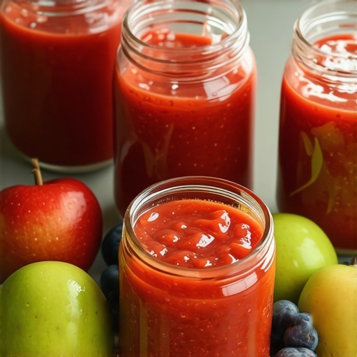 Homemade Fruit Compote in Jars Close-up of homemade fruit compote in glass jars with seasonal fruits