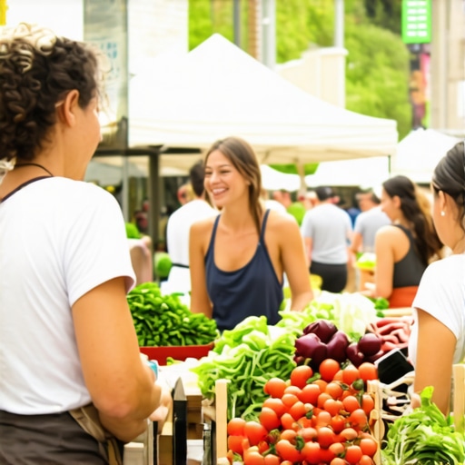 Lokalna pijaca sa svežim namirnicama Lokalni proizvođači prodaju sveže proizvode na pijaci