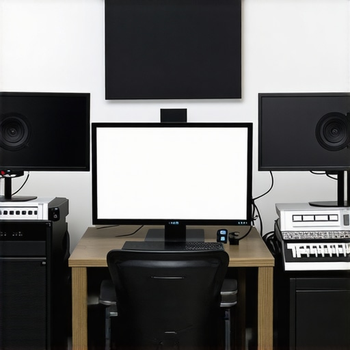 Modern Video Editing Studio Professional video editing setup with monitors and equipment
