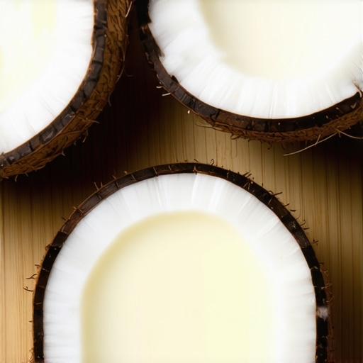 Close-up of coconut oil, beeswax, and tea tree oil for natural skin remedies