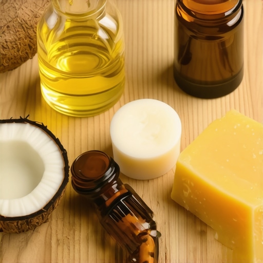 Natural ingredients for toenail remedies Natural ingredients like coconut oil, beeswax, and essential oils used in homemade remedies for toenails.