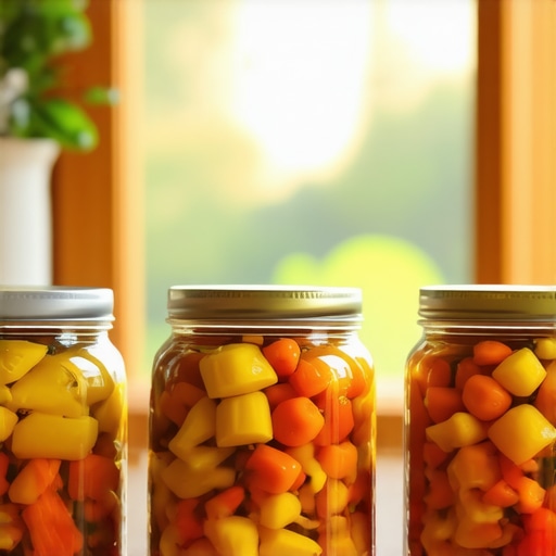 Serbian kitchen with preserved foods Traditional Serbian kitchen with jars of preserved fruits and vegetables