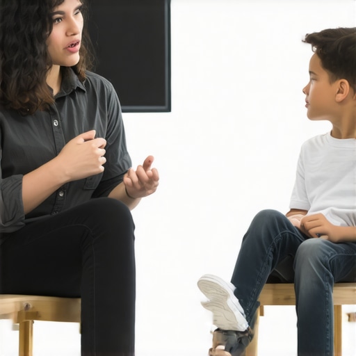 Teacher and Student Discussing DIY Projects Teacher and student talking about DIY projects in a classroom setting
