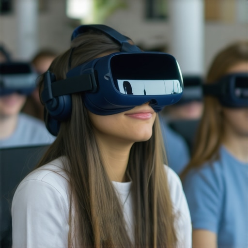 VR in Digital Education: Engaging Learning Experiences Students using VR headsets in immersive educational environment