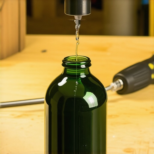 Bušenje vinske flaše za lampu Dijamantska burgija buši staklenu flašu uz korišćenje vode za hlađenje