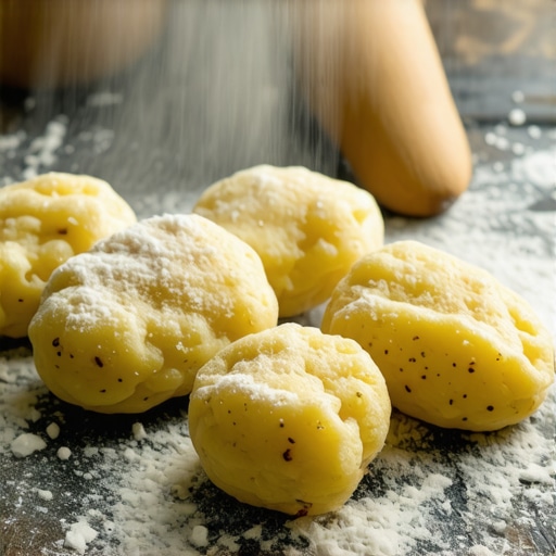 Priprema domaćih njoka od krompira i brašna na starinskom stolu