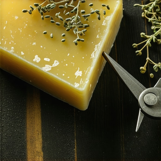 Ručno sečeni domaći sapun od maslinovog ulja na drvenom stolu