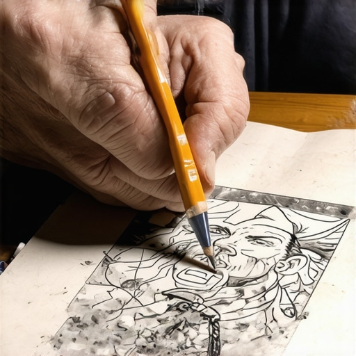 Detaljan prikaz crtanja stripa olovkom na papiru sa vidljivom teksturom