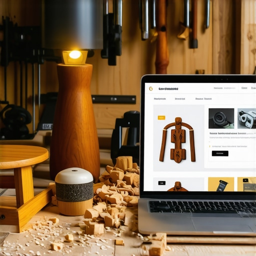 Zanatlijski sto sa alatom i laptopom za online prodaju