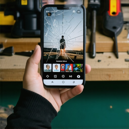 Pokretanje Instagram biznisa bez budžeta Mobilni telefon sa napuklim ekranom prikazuje Instagram profil usred radionice.