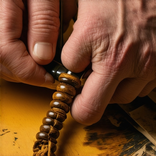 Poliranje ivica kožne narukvice u radionici Detaljan prikaz procesa izrade kožne narukvice sa perlama