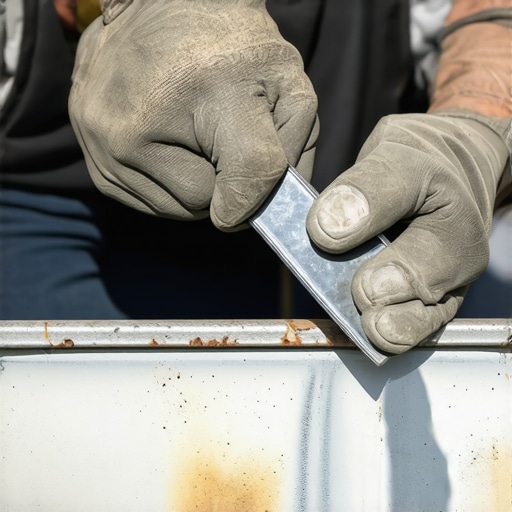 Ruke majstora nanose zaptivnu masu na spoj oluka