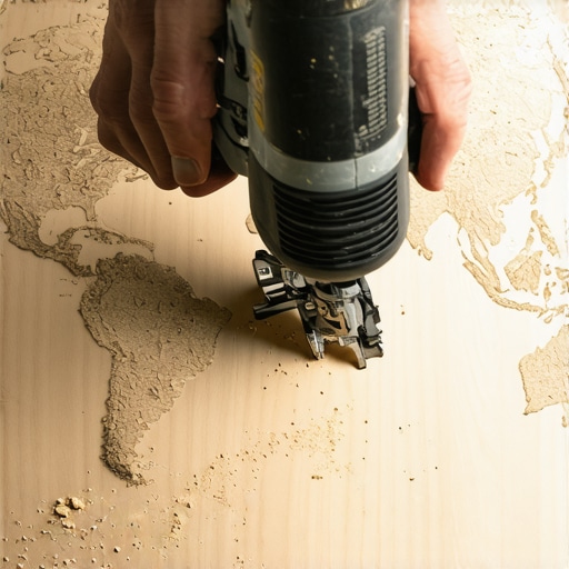 Majstor seče šperploču ubodnom testerom za izradu mape sveta