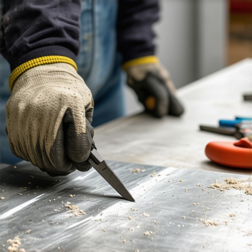 Majstor seče metalni lim za izradu magnetne table za planiranje obroka