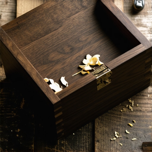 Detaljan prikaz ručno rađene drvene kutije od oraha sa stolarskim spojevima