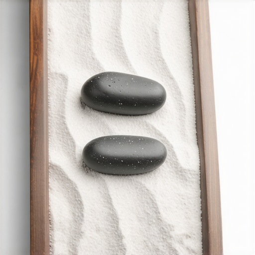 Ručno rađena unutrašnja zen bašta sa kvarcnim peskom i rečnim kamenjem