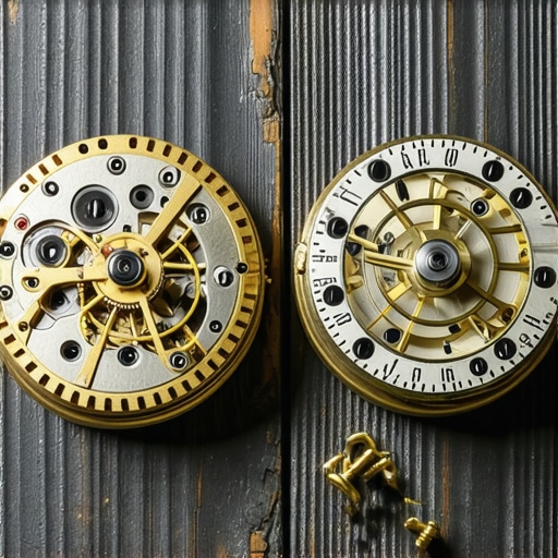 Unutrašnjost mehaničke štoperice Detaljan prikaz zupčanika i mehanizma starog sata na radnom stolu