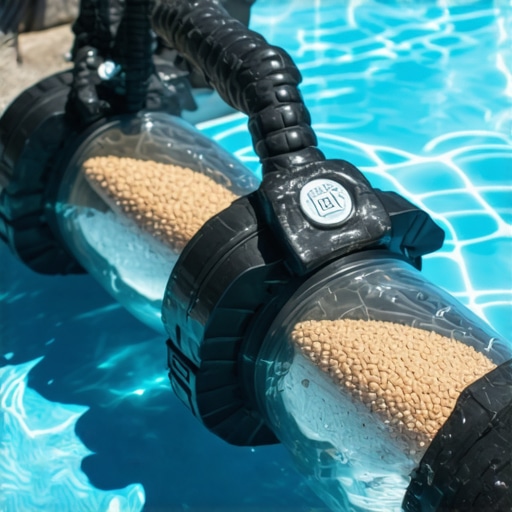 Ručno pravljeni tegovi za plivanje od plastičnih flaša sa gumenom drškom pored bazena