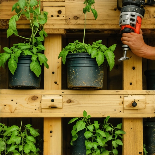 Uradi sam vertikalna bašta od recikliranih materijala 2026 Detaljan prikaz vertikalnog vrta na balkonu napravljenog od paleta i kanti sa mladim biljkama