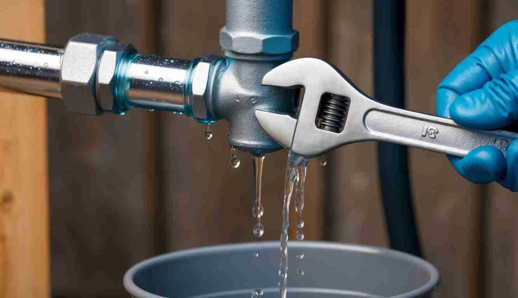 Ilustracija popravke cevi koja curi epoksidnim kitom