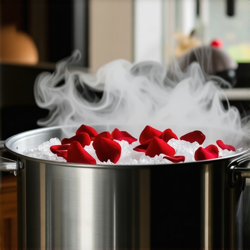 Proces pravljenja domaće ružine vodice pomoću parne destilacije u loncu