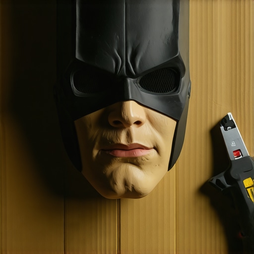 DIY Kartonska Maska Detalj Ručno pravljena maska od kartona na radnom stolu sa alatima