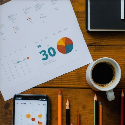 Workspace with marketing plan and digital tools for beginners