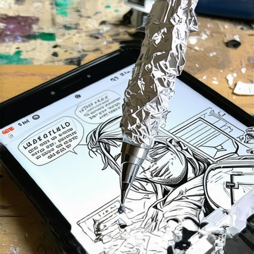 Ručno napravljena olovka od folije i pamuka za crtanje na telefonu