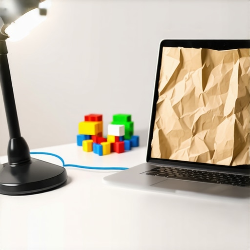 Detaljan prikaz laptopa sa ethernet kablom i uradi sam osvetljenjem za digitalne događaje