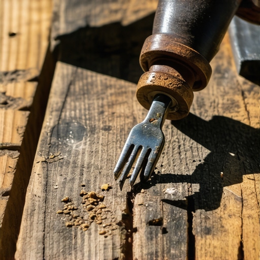 Ručna izrada kožne narukvice pomoću viljuške i eksera na radnom stolu
